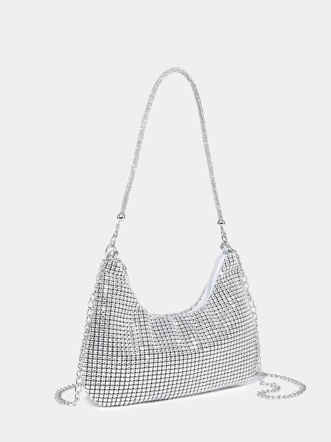 Verdusa Women's Rhinestone Clutch Purses Wedding Shiny Evening Bags Glitter Shoulder Bag Party Prom Hobo Handbag