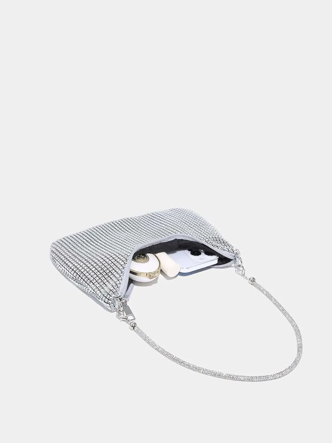 Verdusa Women's Rhinestone Clutch Purses Wedding Shiny Evening Bags Glitter Shoulder Bag Party Prom Hobo Handbag
