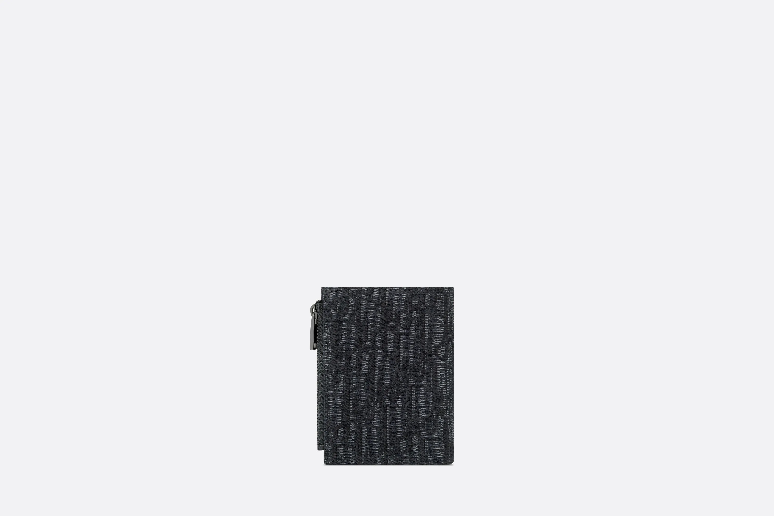 Vertical Compact Card Holder • Black Dior Oblique Jacquard