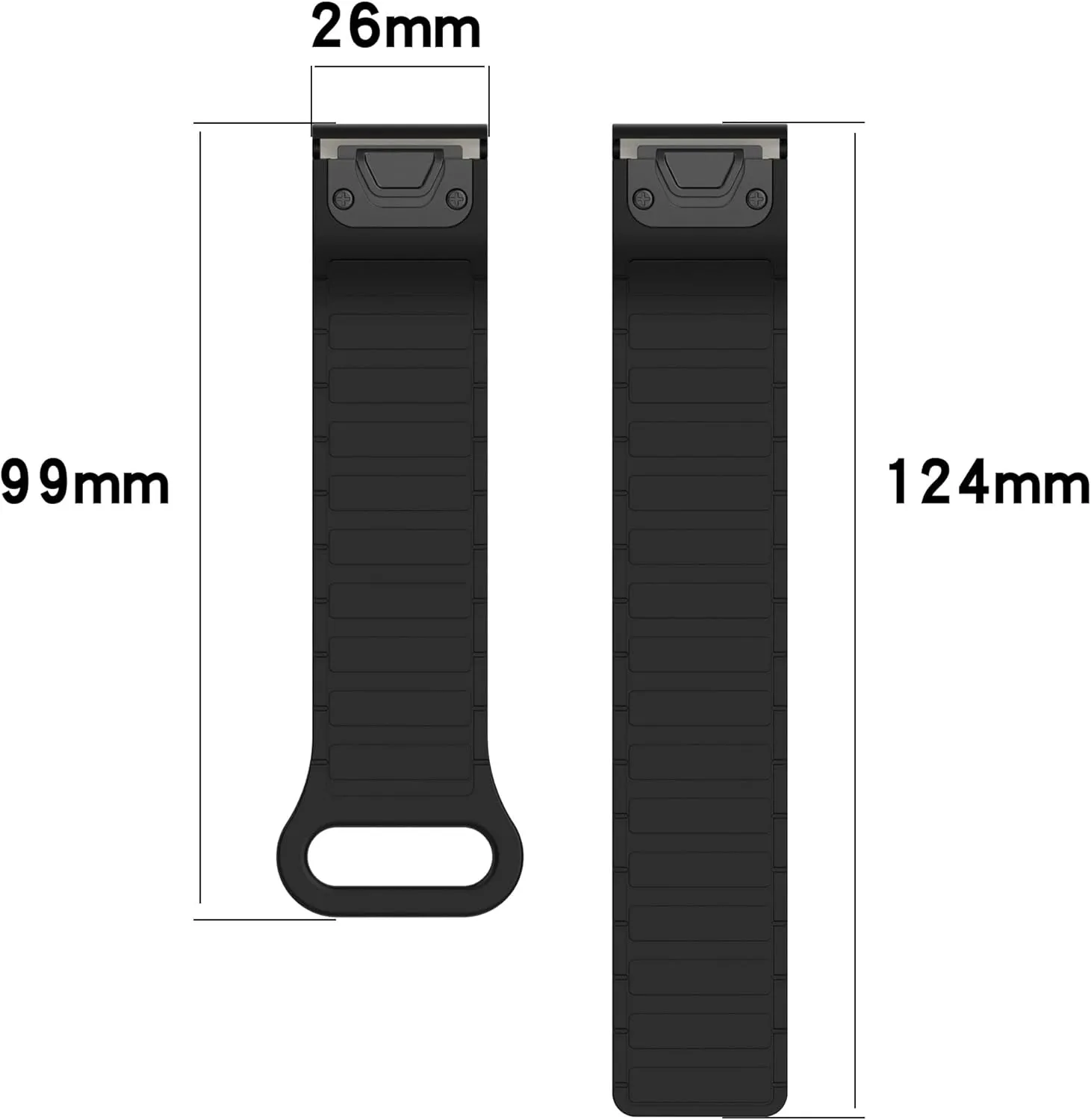 VeveXiao Rugged Magnetic Silicone Strap Compatible with Garmin Fenix 8 51mm/Fenix 7X/Fenix 6X/Fenix 5X, 26mm Quick Fit Strong Magnet link Silicone Sport Replacement Strap Men Women
