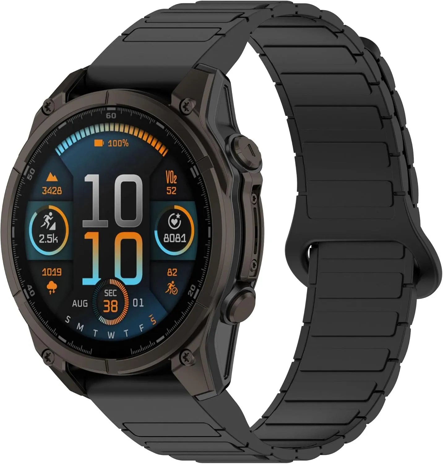 VeveXiao Rugged Magnetic Silicone Strap Compatible with Garmin Fenix 8 51mm/Fenix 7X/Fenix 6X/Fenix 5X, 26mm Quick Fit Strong Magnet link Silicone Sport Replacement Strap Men Women