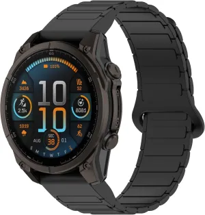 VeveXiao Rugged Magnetic Silicone Strap Compatible with Garmin Fenix 8 51mm/Fenix 7X/Fenix 6X/Fenix 5X, 26mm Quick Fit Strong Magnet link Silicone Sport Replacement Strap Men Women