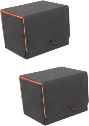 VICASKY 2pcs Pu Leather Case for Trading Cards Gaming Cards Holder Compact Storage Box for Home
