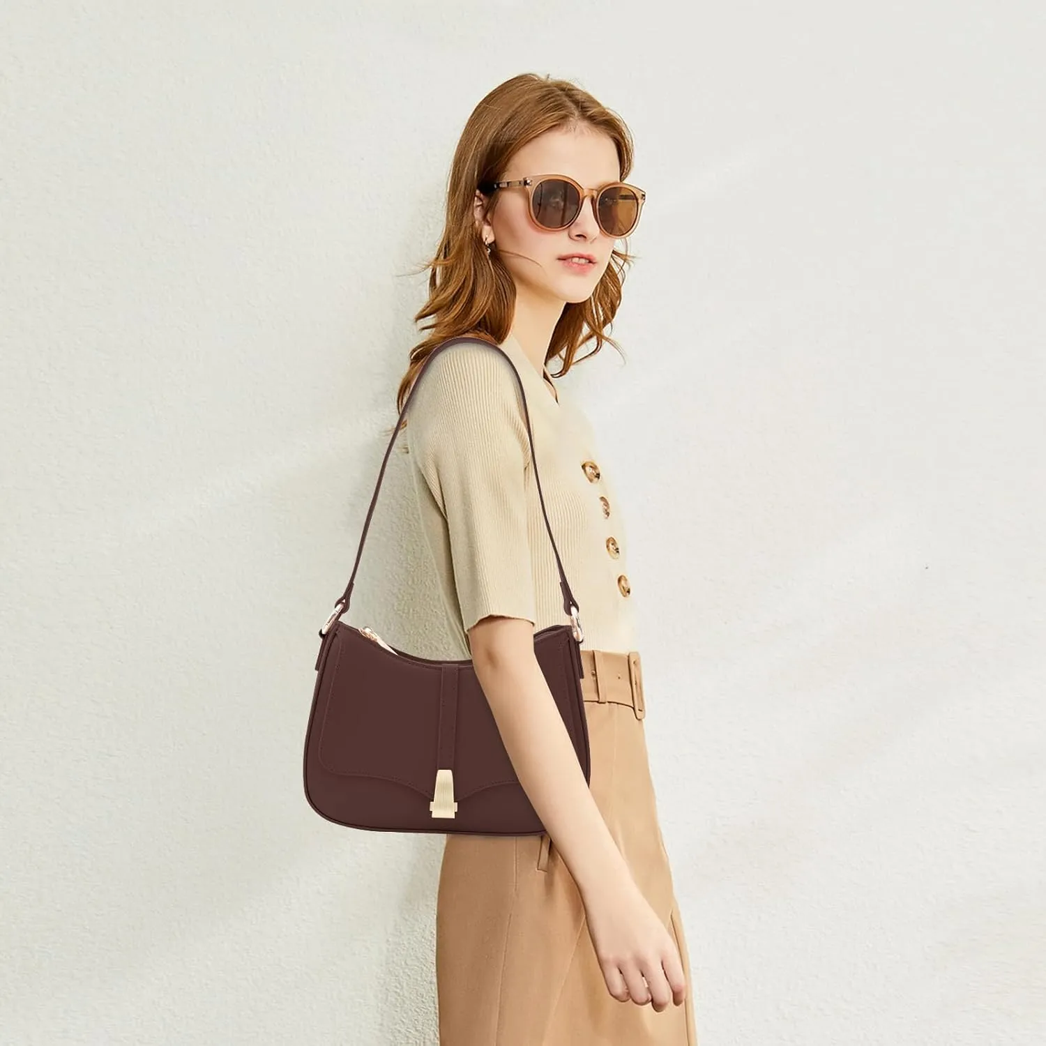 Vintage Crescent Shoulder Bag for Women - Genuine Leather Retro Clutch & Tote