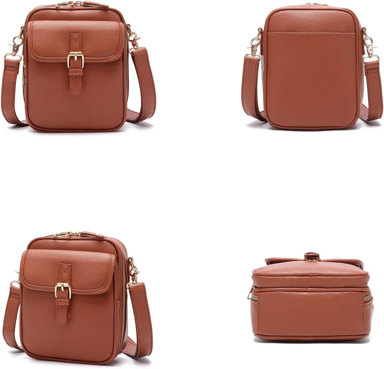 Vintage Leather Messenger Bag for Women & Men, Large Capacity Anti-Theft Crossbody Shoulder Bag with 10 Card Slots, Multi-Use