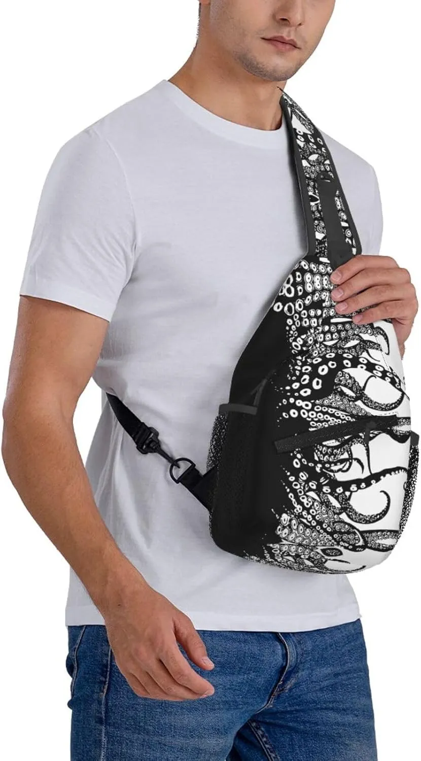 Vintage Octopus Tentacles Outdoor Crossbody Shoulder Bag For Unisex Young Adult Hiking Bicycling