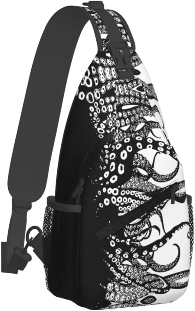 Vintage Octopus Tentacles Outdoor Crossbody Shoulder Bag For Unisex Young Adult Hiking Bicycling
