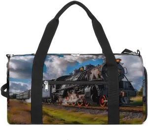 Vintage Steam Engine Locomotive Train Gym Bag for Men Women Lightweight Duffel Bag Sports Workout Bag for Travel Yoga