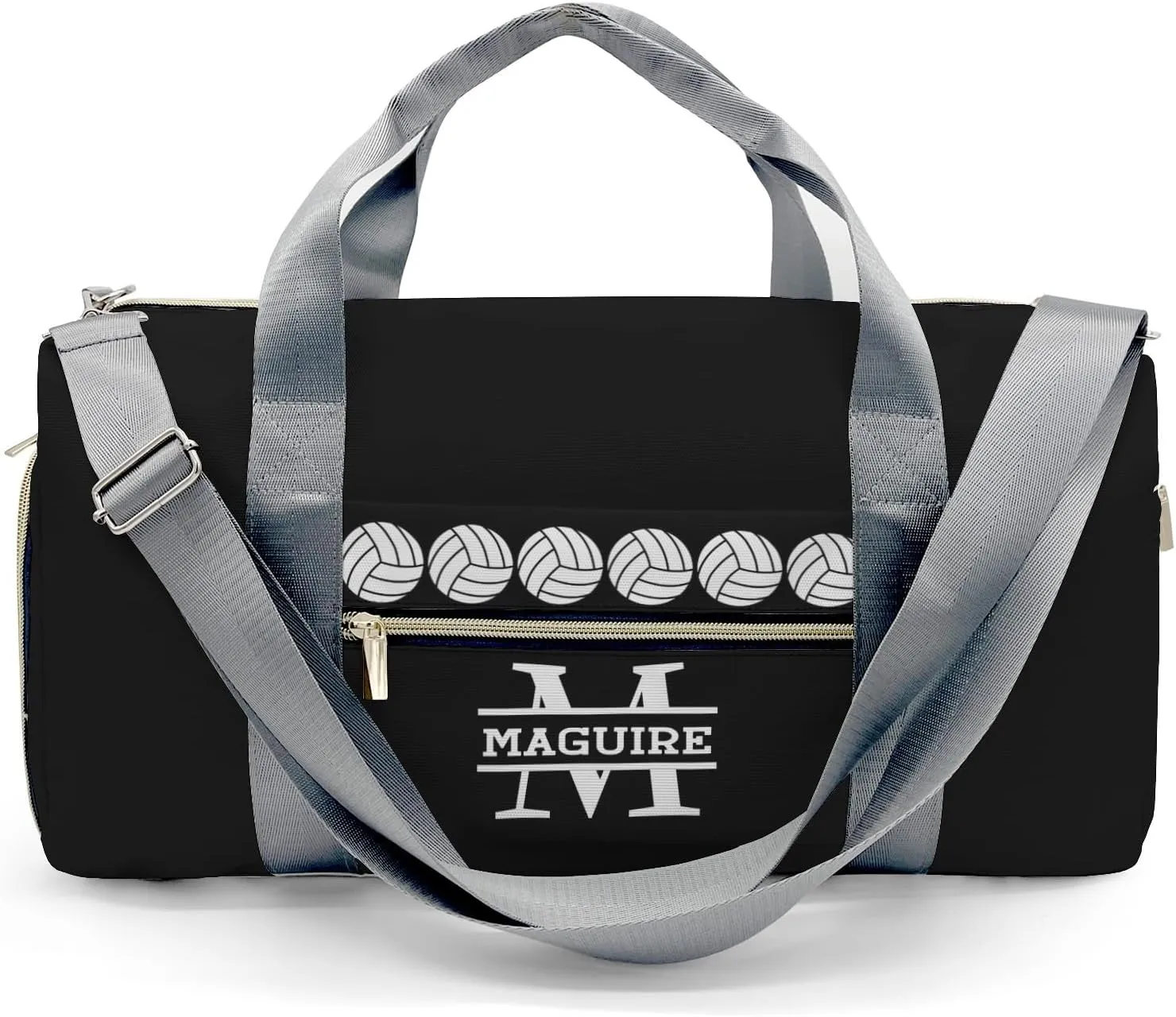 Volleyball Monogram Letter Personalized Duffel Bag with Name Custom Travel Bag for Women Men Sports Gym Dance Bags Wet Dry Pockets Shoes Compartment Overnight Weekend Bag Gift