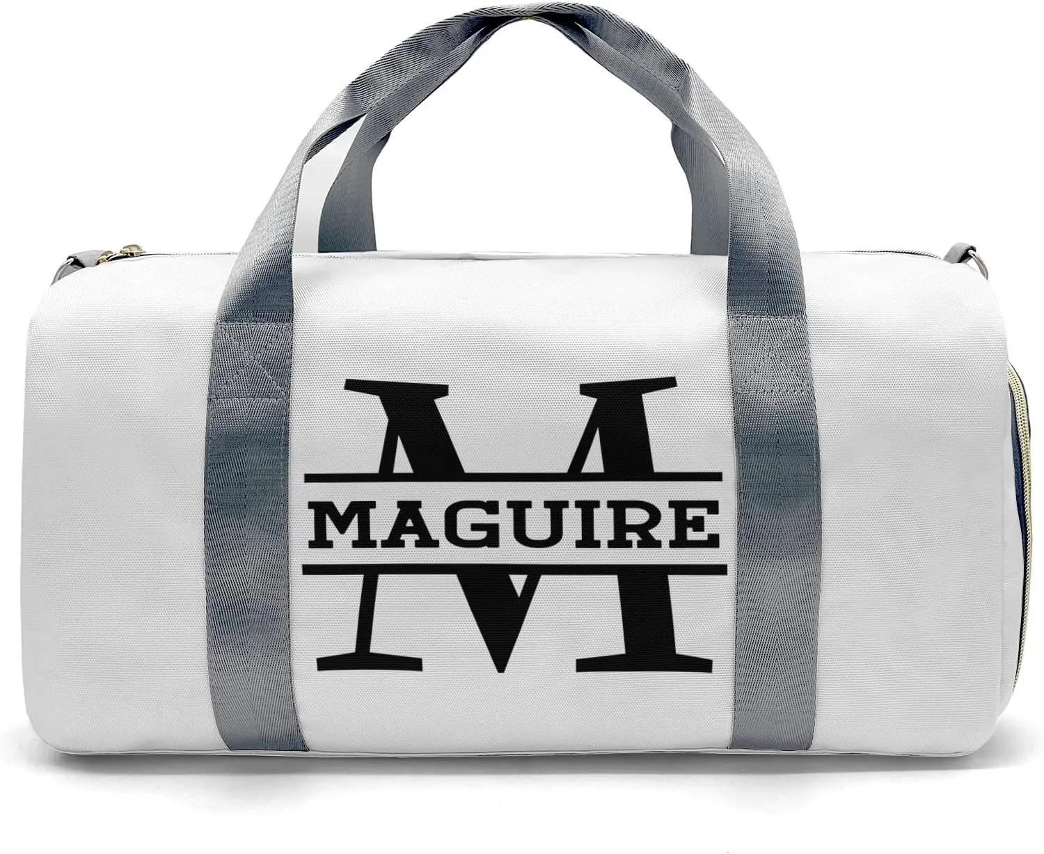 Volleyball Monogram White Personalized Duffel Bag with Name Custom Travel Bag for Women Men Sports Gym Dance Bags Wet Dry Pockets Shoes Compartment Overnight Weekend Bag Gift