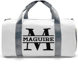 Volleyball Monogram White Personalized Duffel Bag with Name Custom Travel Bag for Women Men Sports Gym Dance Bags Wet Dry Pockets Shoes Compartment Overnight Weekend Bag Gift