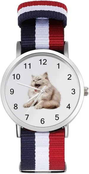 Vomiting_Cat-removebg-Preview Unisex Watch Lightweight Breathable Woven Nylon Wrist Strap Watch with Metal Buckle