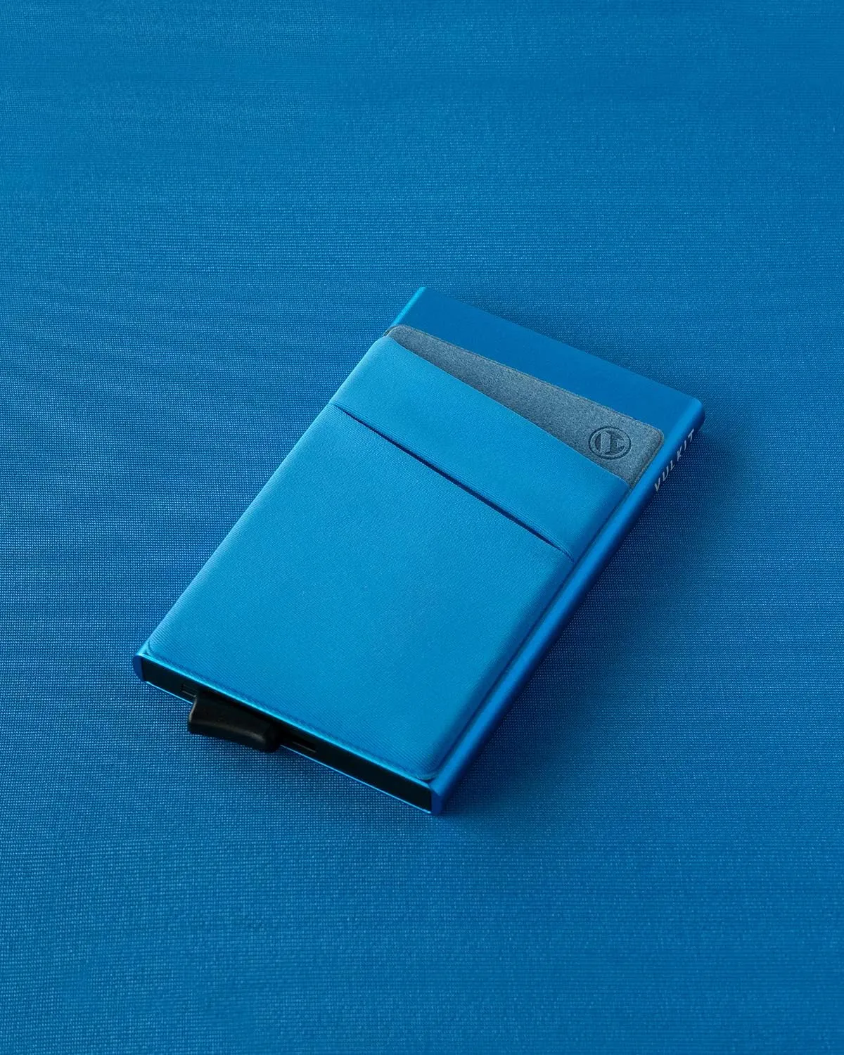 VULKIT Card Holder with Money Pocket Pop Up Wallet RFID Blocking Slim Metal Bank Card Case Holds 5 Cards and Notes(Blue)