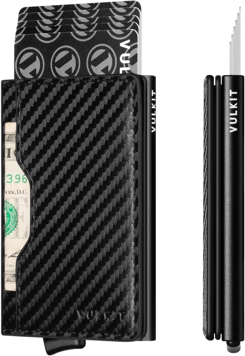 VULKIT Slim Pop up Wallet for Women Minimalist Credit Card Holder with Leather Slots Men's Bifold RFID Blocking Metal Wallets