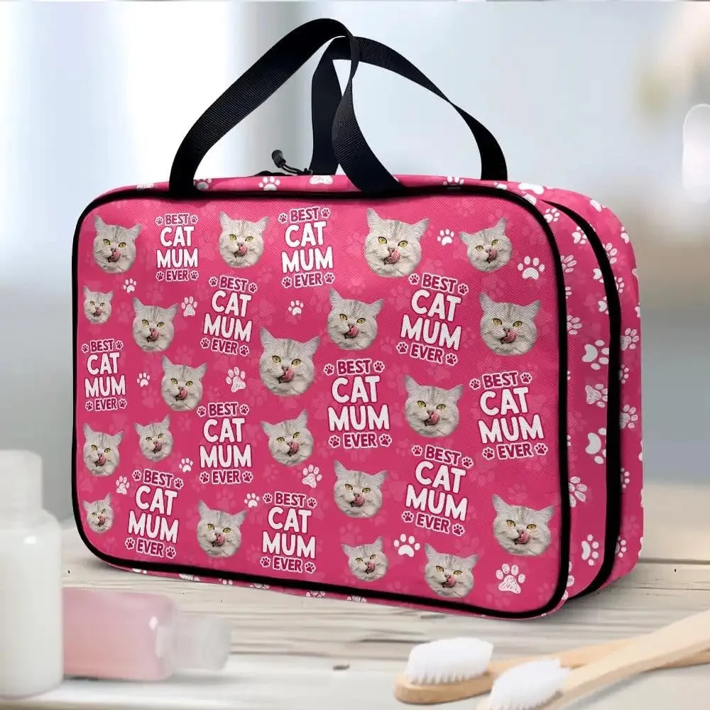 WANDER PRINTS Custom Photo, Personalized Toiletry Bag - Gift For Traveling Lovers, Pet Lovers, Besties, Family - Best Dog Cat Fur Mom Dad Ever