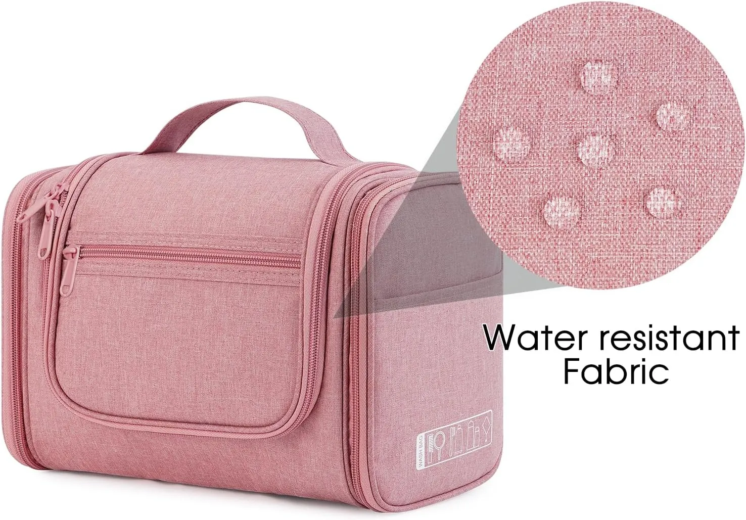 WANDF Large Hanging Toiletry Bag Travel Cosmetic Makeup Organizer Water-Resistant Shower Bathroom Bag for Women and Men (Dark Pink)