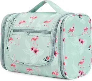 WANDF Large Hanging Toiletry Bag Travel Cosmetic Makeup Organizer Water-Resistant Shower Bathroom Bag for Women and Men (Flamingo)