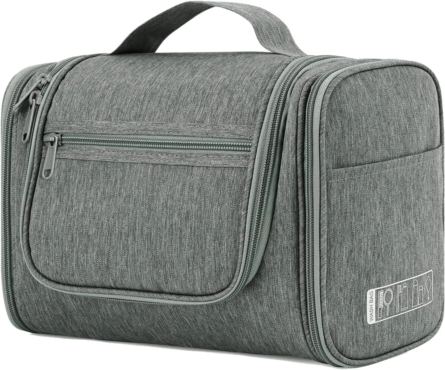 WANDF Large Hanging Toiletry Bag Travel Cosmetic Makeup Organizer Water-Resistant Shower Bathroom Bag for Women and Men (Gray)