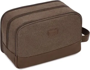 WANDF Travel Toiletry Bag for Men Large Toiletries Shaving Bag Water Resistant Hanging Dopp Kit Travel Accessories Bag for Women Men (Brown)