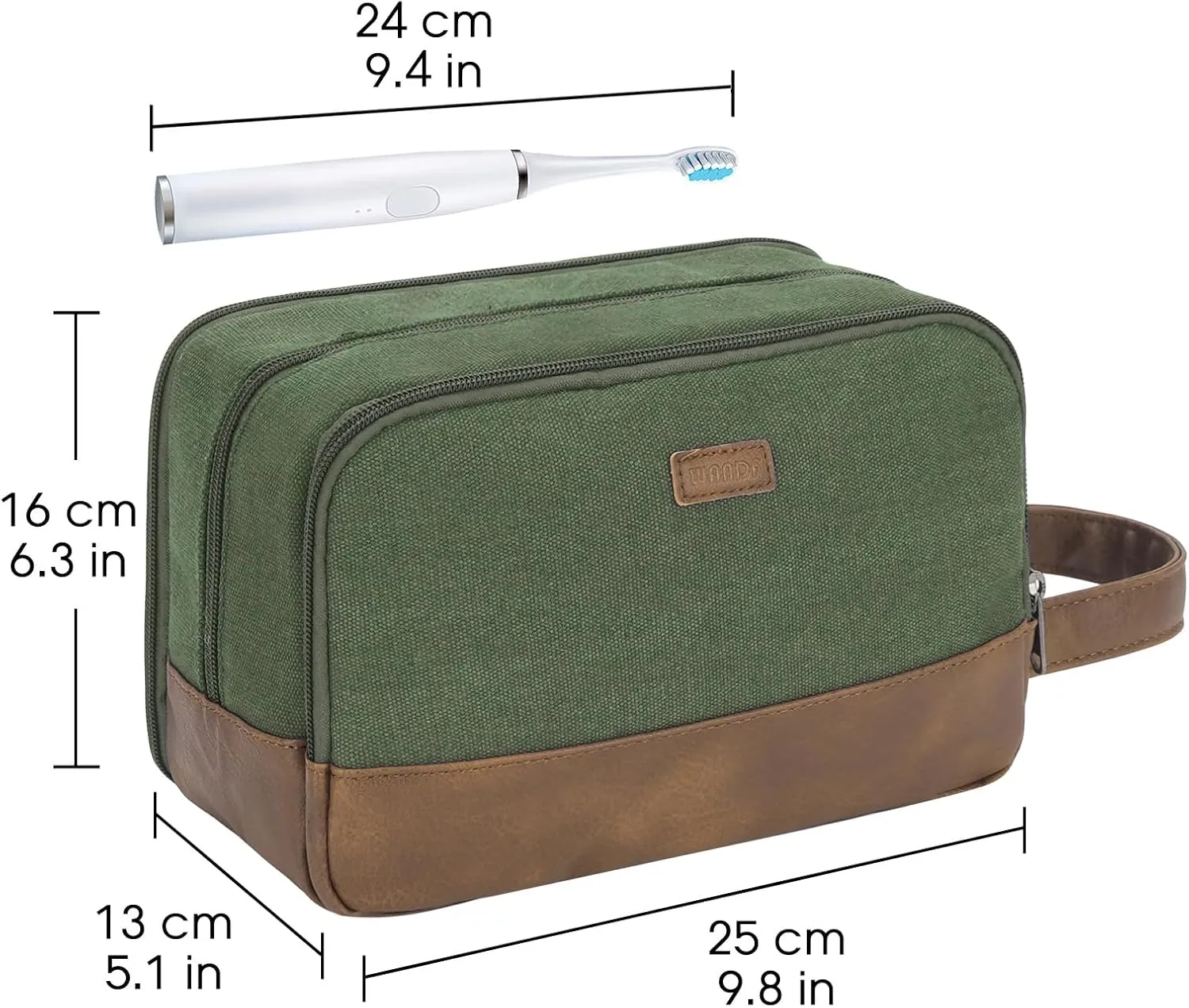 WANDF Travel Toiletry Bag for Men Large Toiletries Shaving Bag Water Resistant Hanging Dopp Kit Travel Accessories Bag for Women Men (Green)