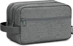 WANDF Travel Toiletry Bag with Wet Compartment Toiletry Organizer Shaving Bag Hanging Dopp Kit for Men Women (Grey)