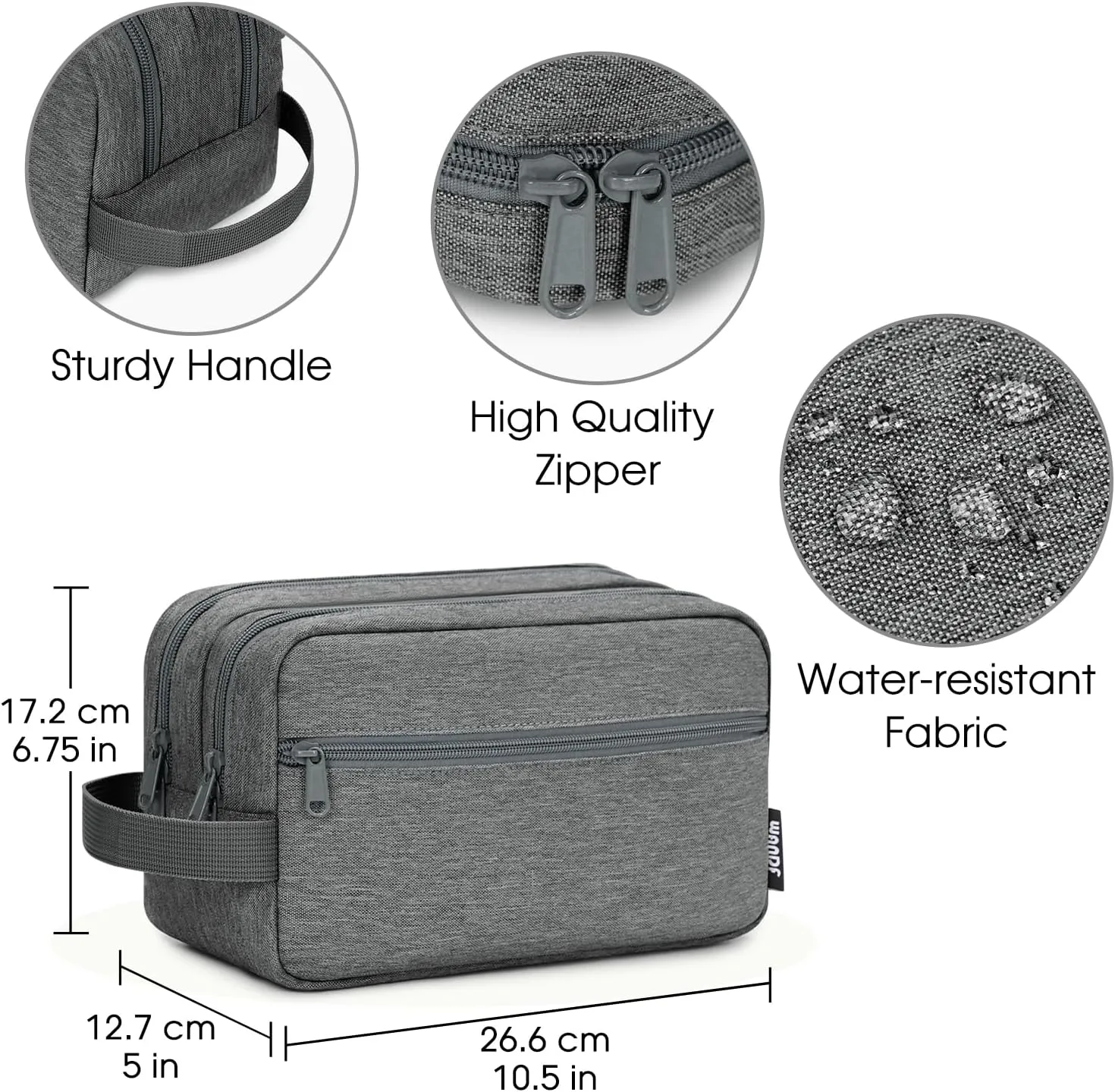WANDF Travel Toiletry Bag with Wet Compartment Toiletry Organizer Shaving Bag Hanging Dopp Kit for Men Women (Grey)