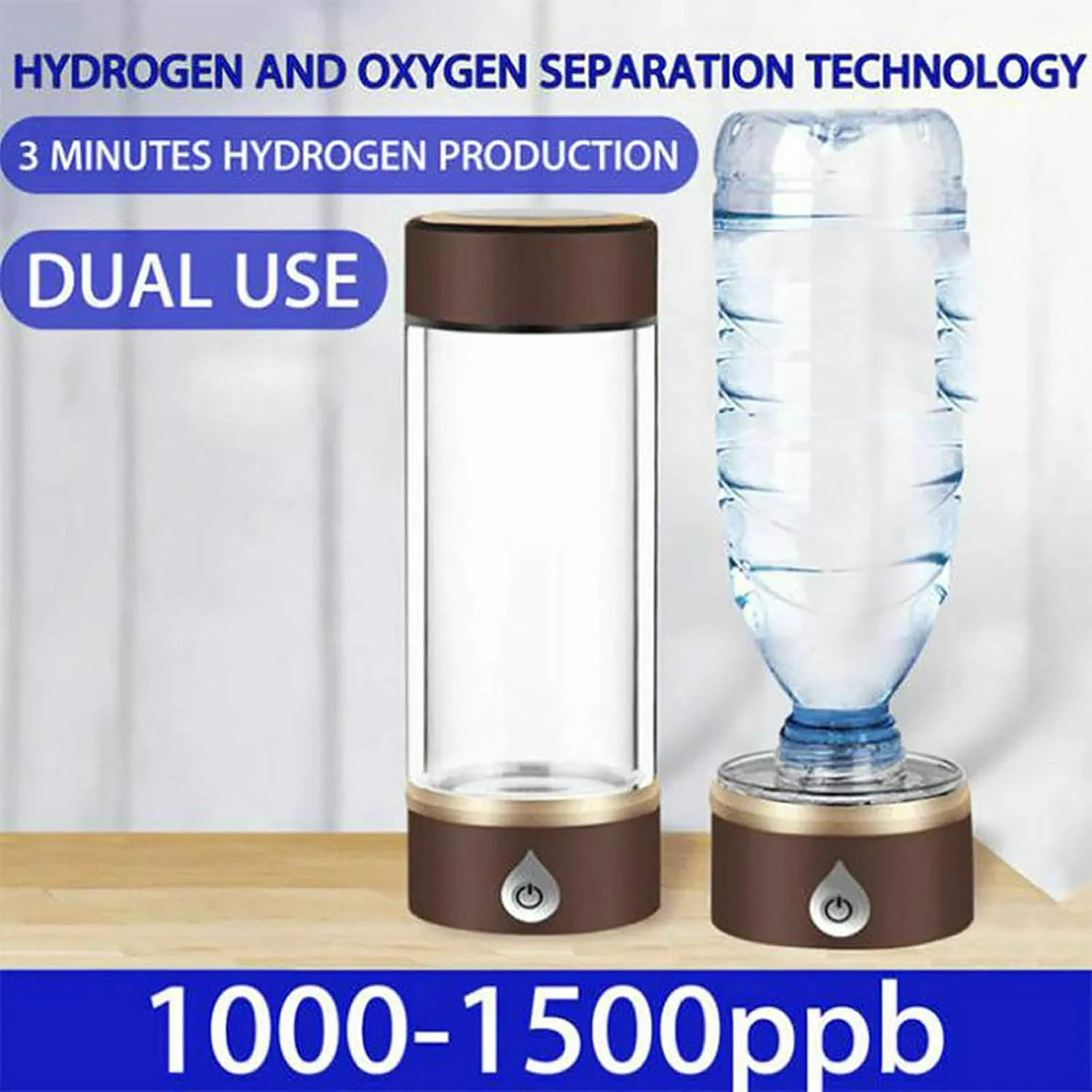 Water Purifiers, Portable Hydrogen Water Generator Hydrogen Rich Water Maker Bottle Cup USB Rechargeable Drinking Bottle 1500PPB 420ML