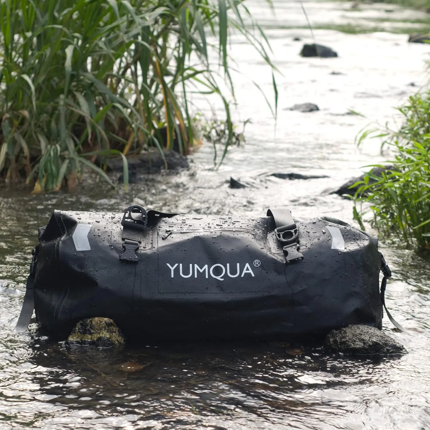 Waterproof Duffel Bag Keeps Gear Dry, Heavy Duty Roll Top Dry Duffle Bag Perfect for Motorcycle Traveling Camping Hiking Fishing Skating Boating Kayaking, 55L Black