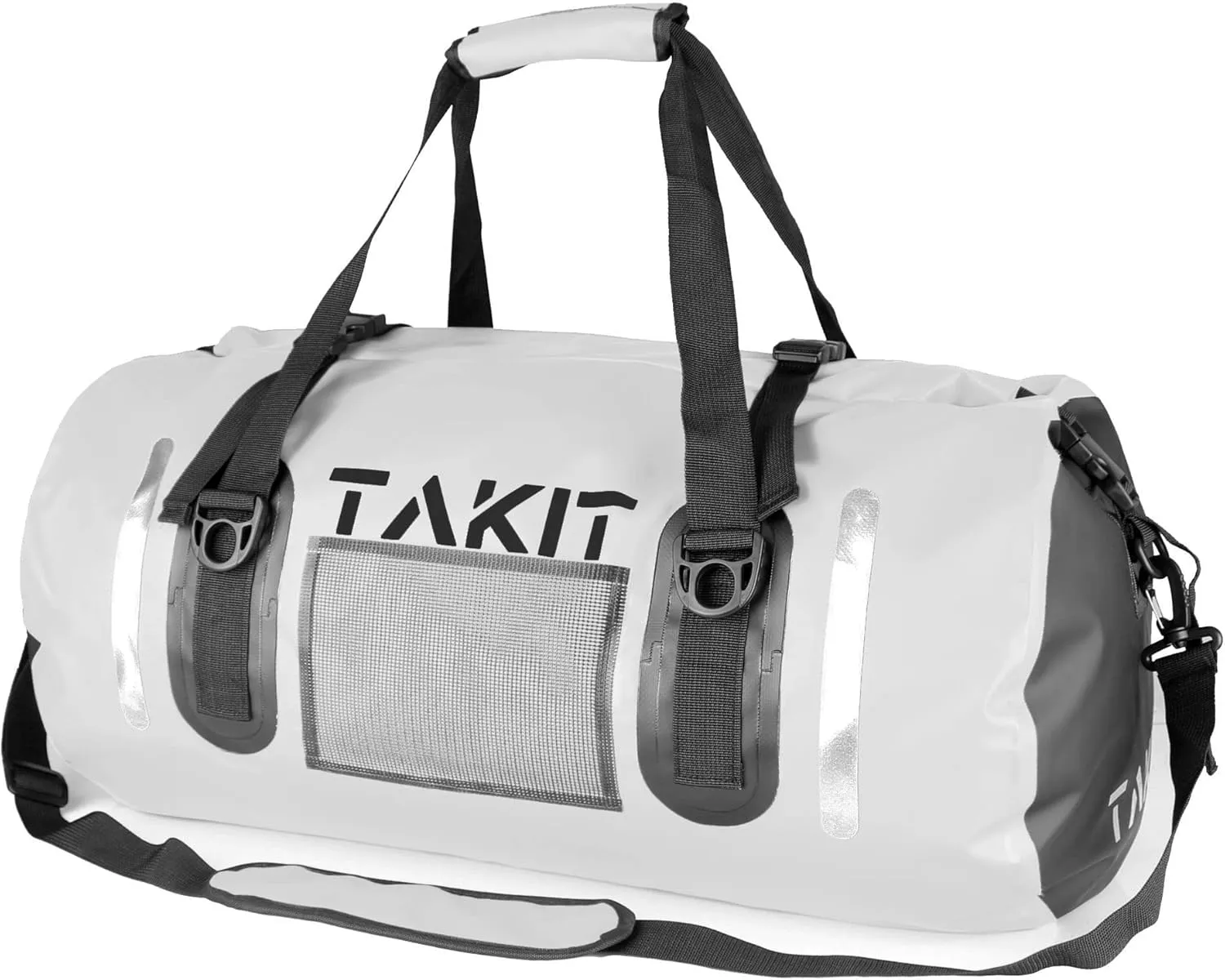 Waterproof Duffle Bag Travel Dry Bag 500D PVC for Motorcycle Tail Kayaking Rafting Boating Swimming Camping Hiking Beach Fishing (White, 60L)
