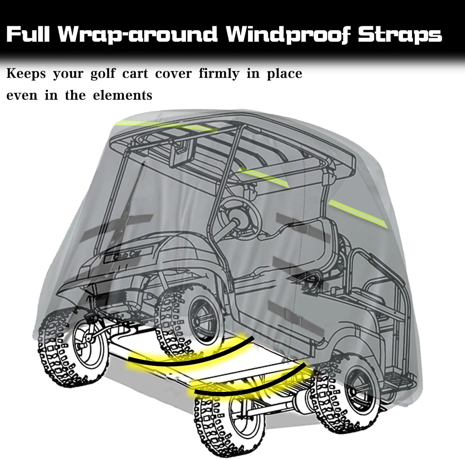 Waterproof Golf Cart Cover 420D Heavy Duty Marine Grade Fabric Oxford Fabric Fit for 4 Passengers 2 Passengers Club Car