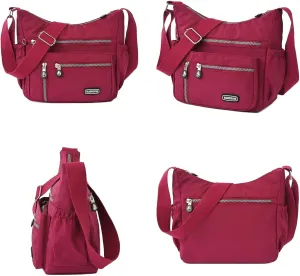 Waterproof Nylon Crossbody Bag for Women Mulit-Pockets Shoulder Bag Outdoor Travel Purses and Handbag