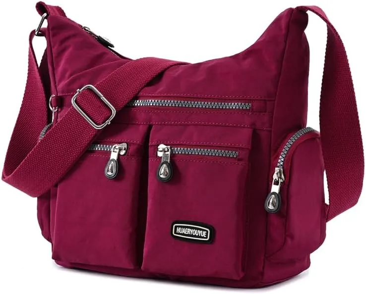 Waterproof Nylon Crossbody Bag for Women Mulit-Pockets Shoulder Bag Travel Purses and Handbag