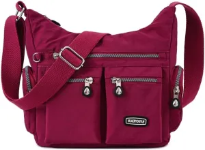 Waterproof Nylon Crossbody Bag for Women Mulit-Pockets Shoulder Bag Travel Purses and Handbag
