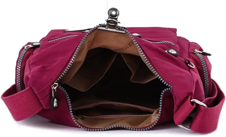 Waterproof Nylon Crossbody Bag for Women Mulit-Pockets Shoulder Bag Travel Purses and Handbag