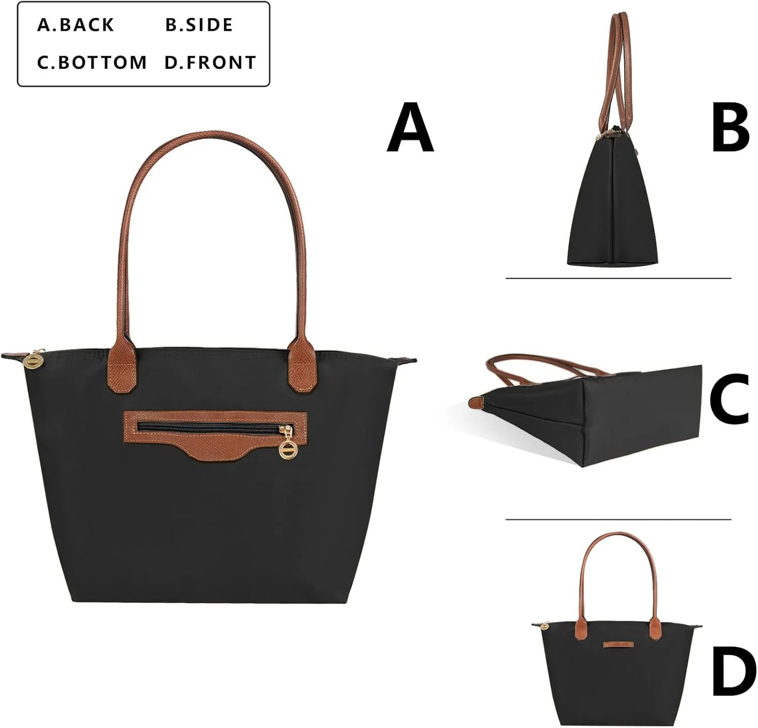 Waterproof Nylon Tote bag for Women Lightweight Designer Handbag with Zipper Stylish and Durable Purse