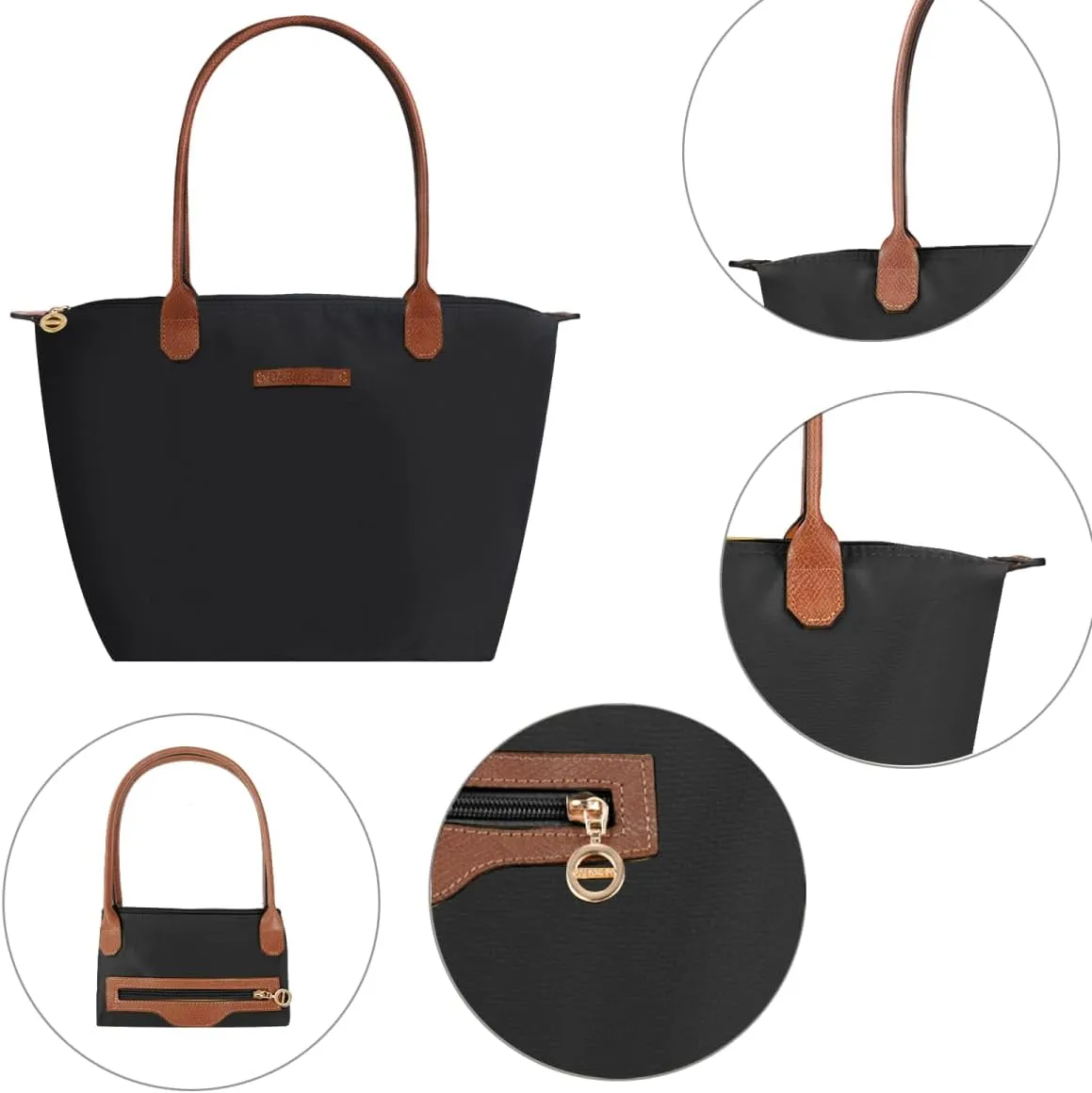 Waterproof Nylon Tote bag for Women Lightweight Designer Handbag with Zipper Stylish and Durable Purse