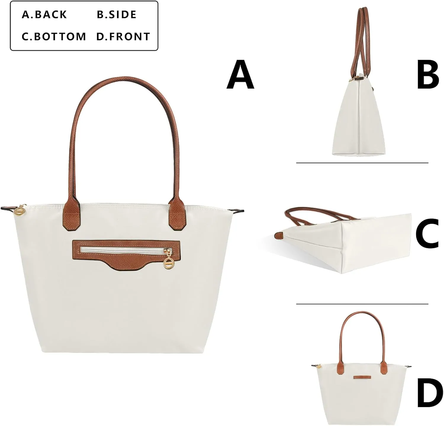 Waterproof Nylon Tote bag for Women Lightweight Designer Handbag with Zipper Stylish and Durable Purse