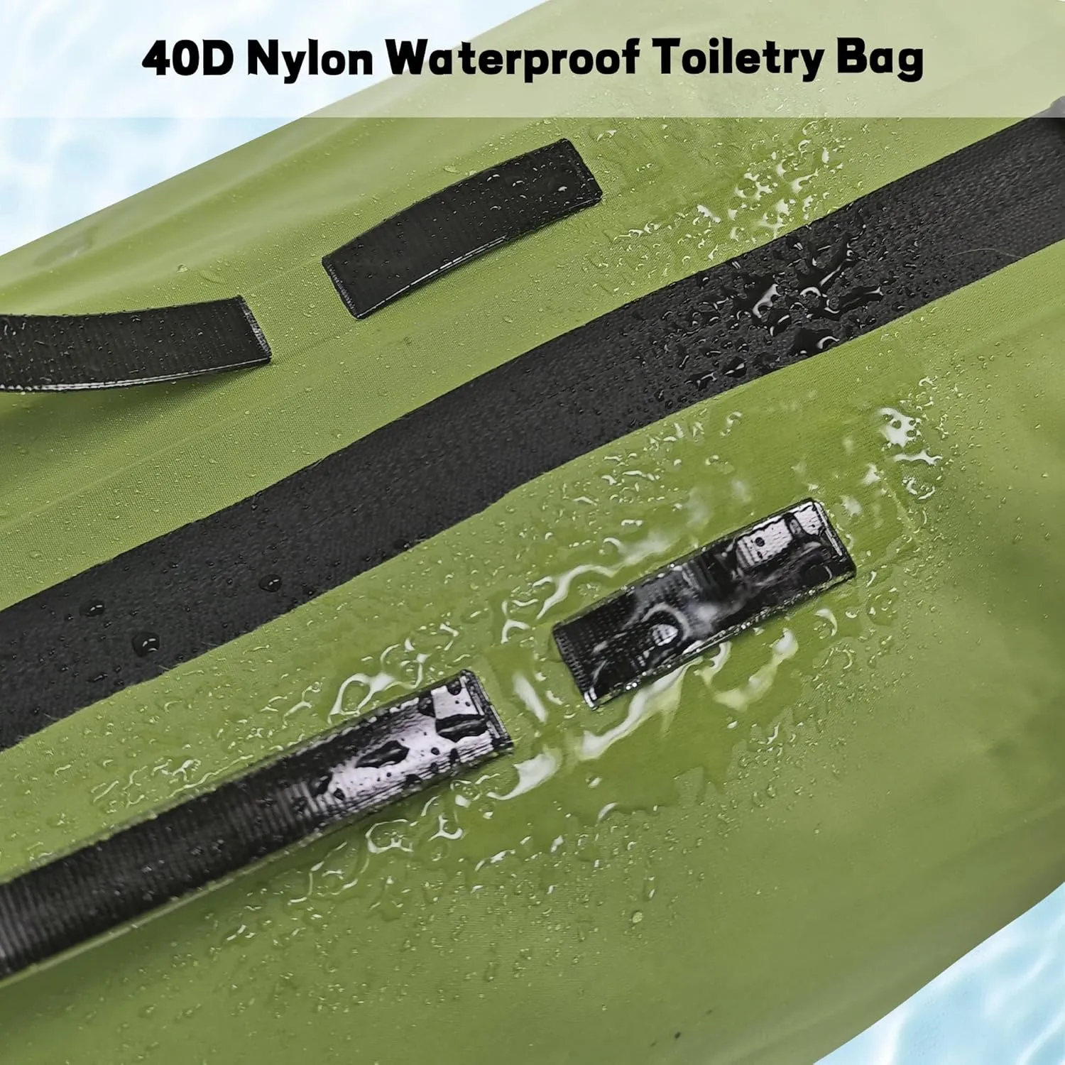 Waterproof Toiletry Bag for Travel, Zipper Styles, 40D Nylon Toiletry Organizer Bags with Shoulder Straps for Men Women, Travel Accessories（1 PACK,Green