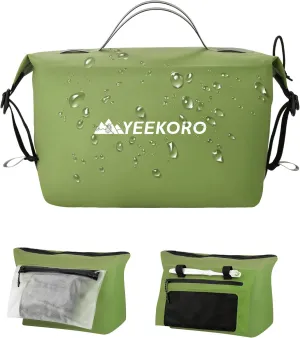 Waterproof Toiletry Bag for Travel, Zipper Styles, 40D Nylon Toiletry Organizer Bags with Shoulder Straps for Men Women, Travel Accessories（1 PACK,Green