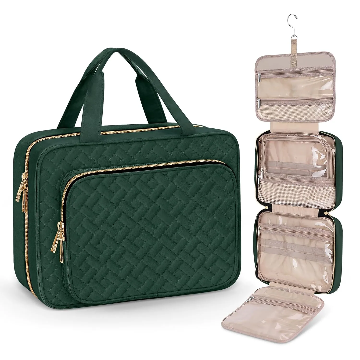 Wedama Toiletry Bag for Women, Large Cosmetic Travel Bag, Hanging Toiletry Bag for Bathroom, Thickened PVC Waterproof Travel Makeup Bag, Toiletries Bag for Travel Business Trips and Camping