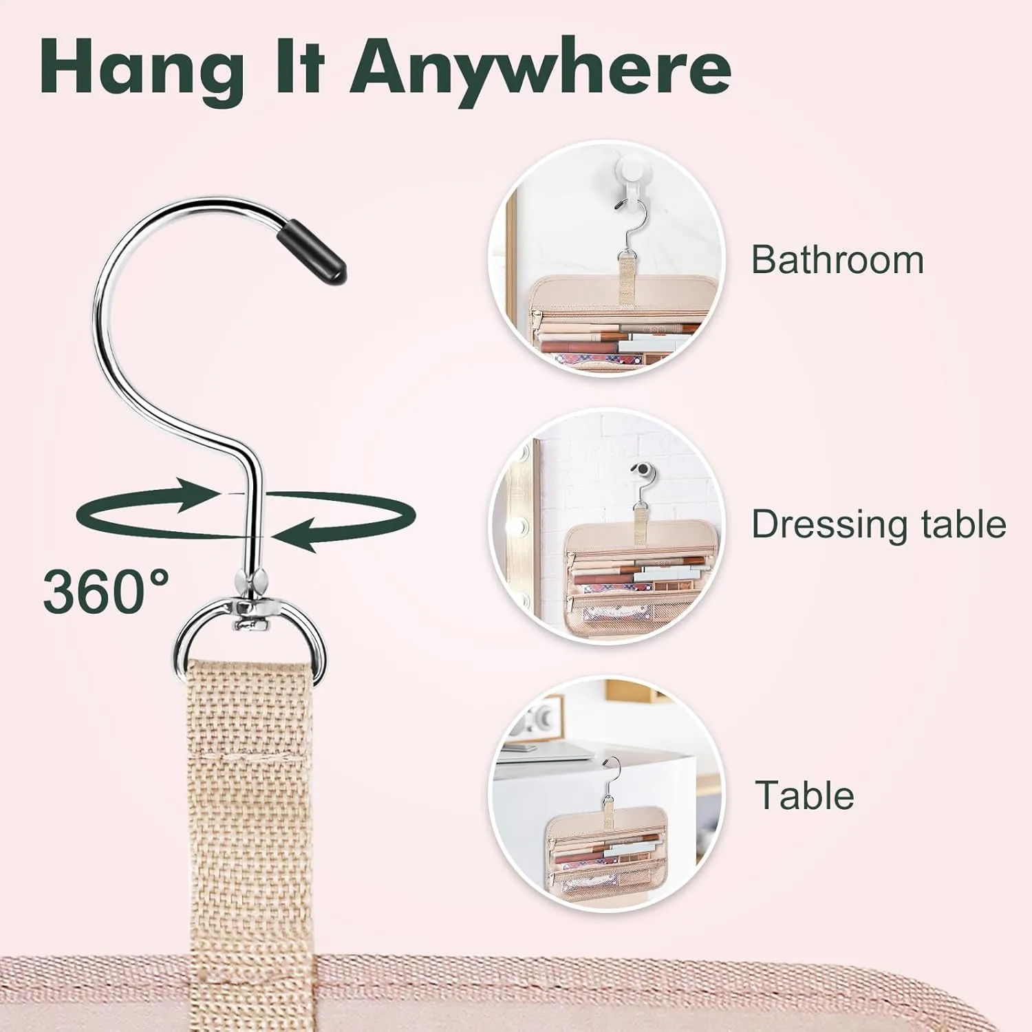 Wedama Toiletry Bag for Women, Large Cosmetic Travel Bag, Hanging Toiletry Bag for Bathroom, Thickened PVC Waterproof Travel Makeup Bag, Toiletries Bag for Travel Business Trips and Camping
