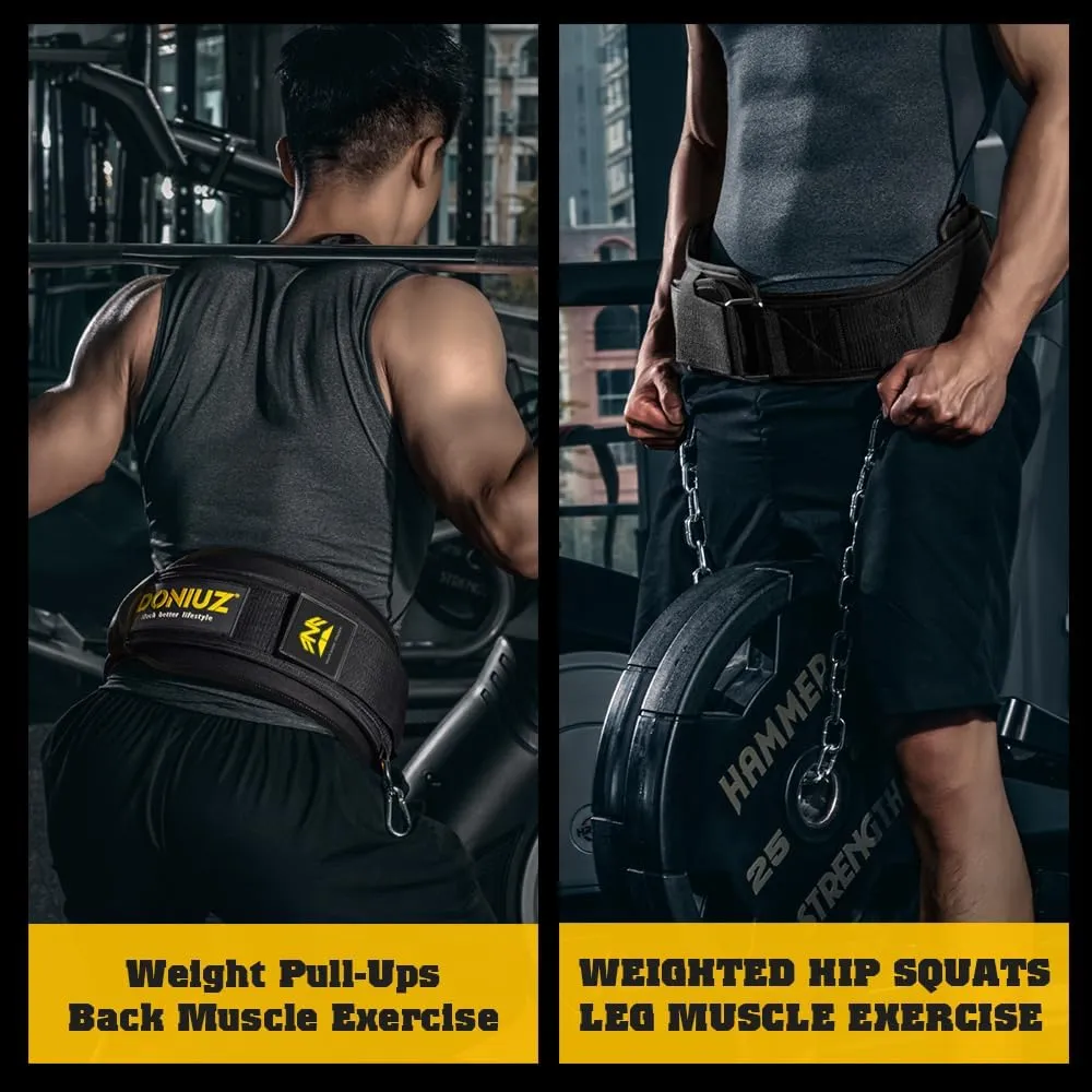 Weight Lifting Belt 2-in-1 Weightlifting & Dip Belt Self-locking Weight Belt With Iron Chain Multi-Functional Lifting Belt, Squat Belt, For Weight Training