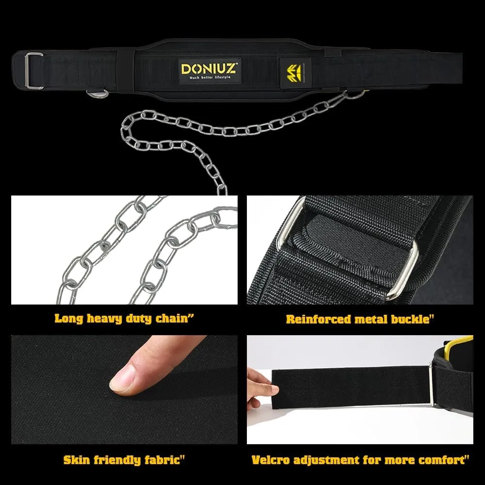 Weight Lifting Belt 2-in-1 Weightlifting & Dip Belt Self-locking Weight Belt With Iron Chain Multi-Functional Lifting Belt, Squat Belt, For Weight Training