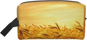 Wheat Field Print Large Capacity Cosmetic Organizer for Women and Men Portable Travel Makeup Pouch