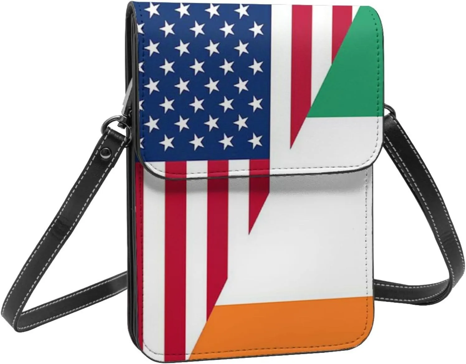 White Black Tiger Stripe Animal Leather Crossbody Cell Phone Purse Small Wallet Bags Adjustable Phone Bag for Women