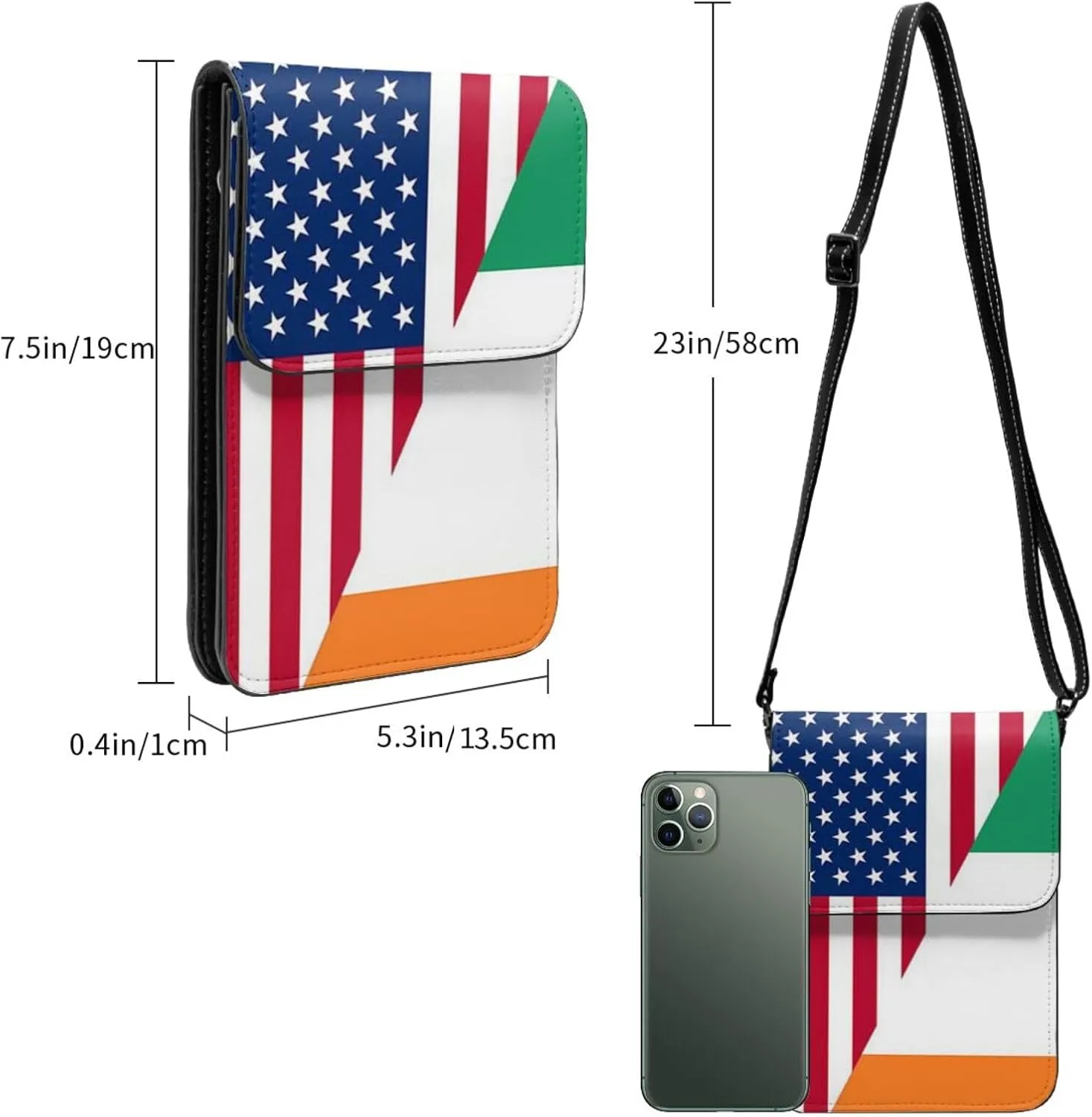 White Black Tiger Stripe Animal Leather Crossbody Cell Phone Purse Small Wallet Bags Adjustable Phone Bag for Women