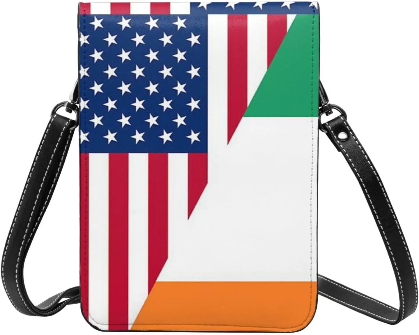 White Black Tiger Stripe Animal Leather Crossbody Cell Phone Purse Small Wallet Bags Adjustable Phone Bag for Women