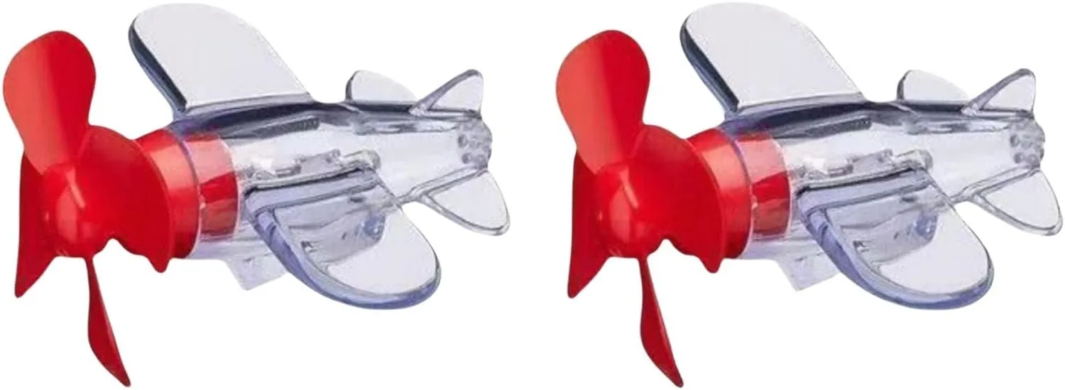 Wind Powered Luminous Small Aircraft，Light up Spin Copter Flying Toy, Transparent Airplane with LED Light for Motorcycle Bicycle Helmet Car Decorations, Outdoor Sport Toys (Red)