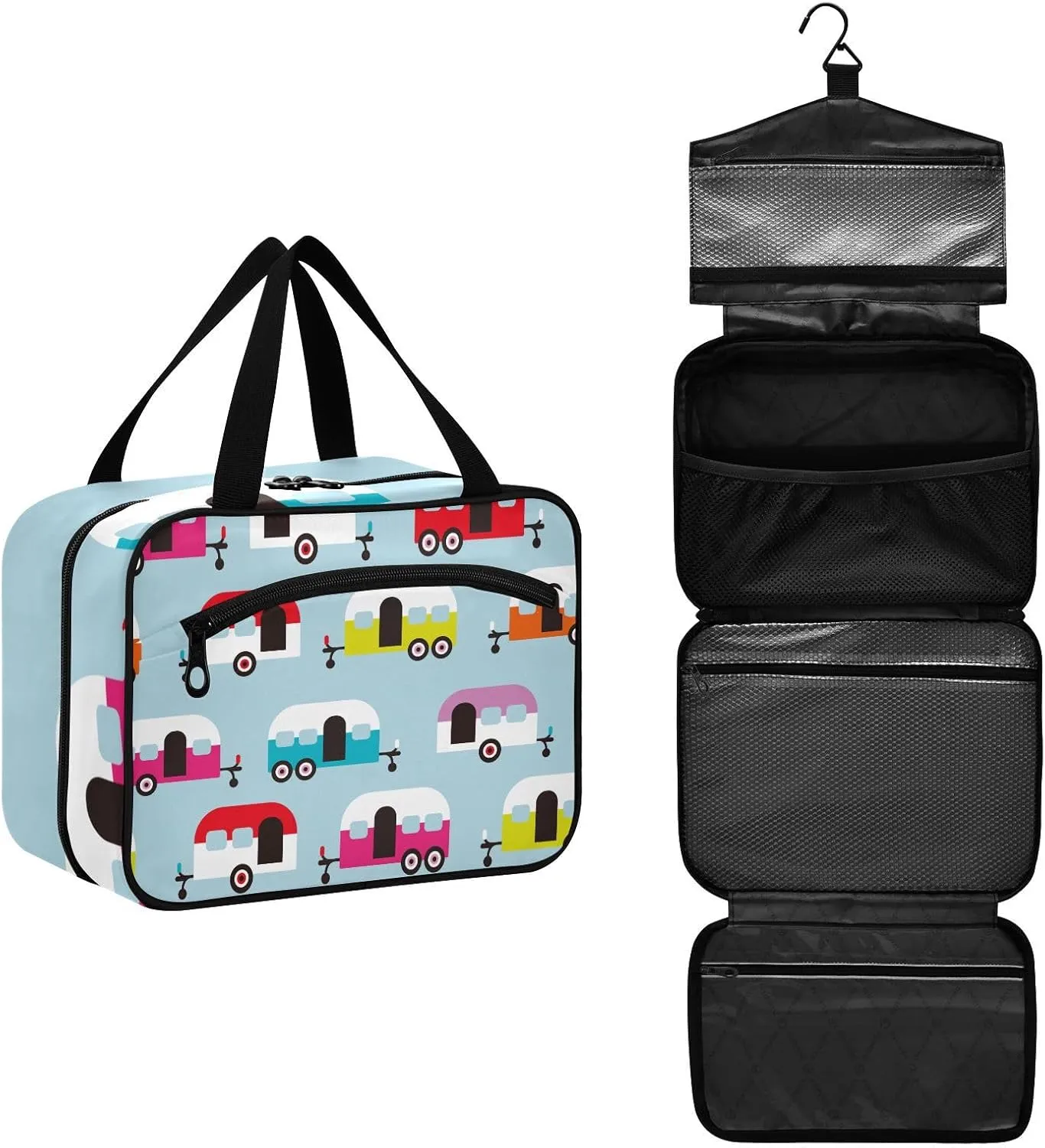 Winter Camper Caravan Retro Toiletry Bag Travel Bag Hanging Cosmetic Bag for Women - Medium