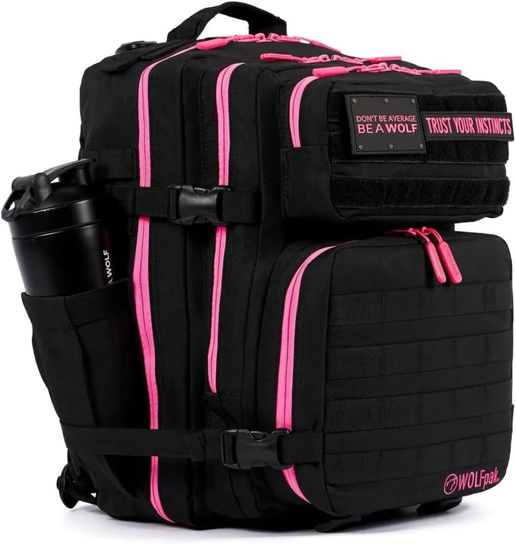 WOLFpak 35L Backpack Meal Prep Management (Black Neon Pink) Lunch Box, Cooler, Travel, Insulated Bag, Daypack